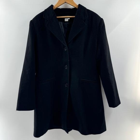Cicada Jackets & Blazers - Cicada Black Pea Coat Trench Coat 2000s Style XXL with Front Pockets